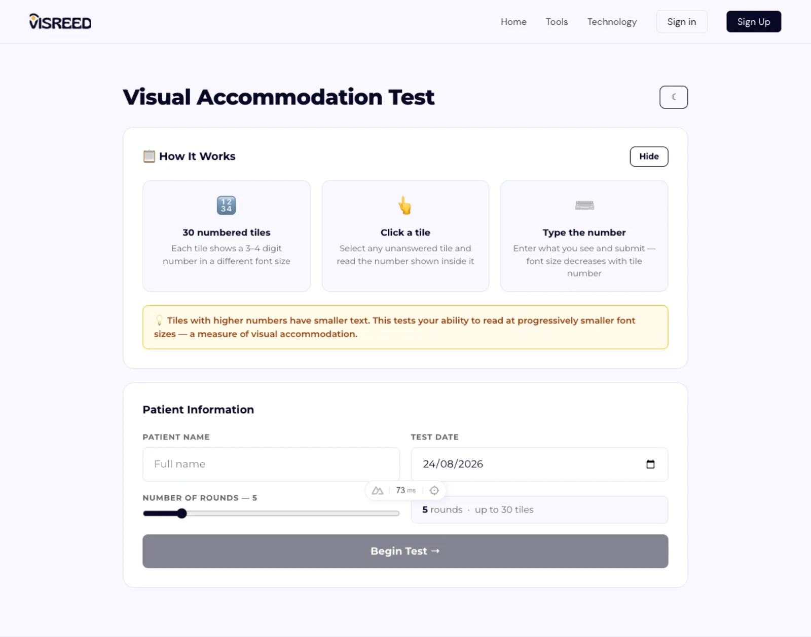 Accommodation test