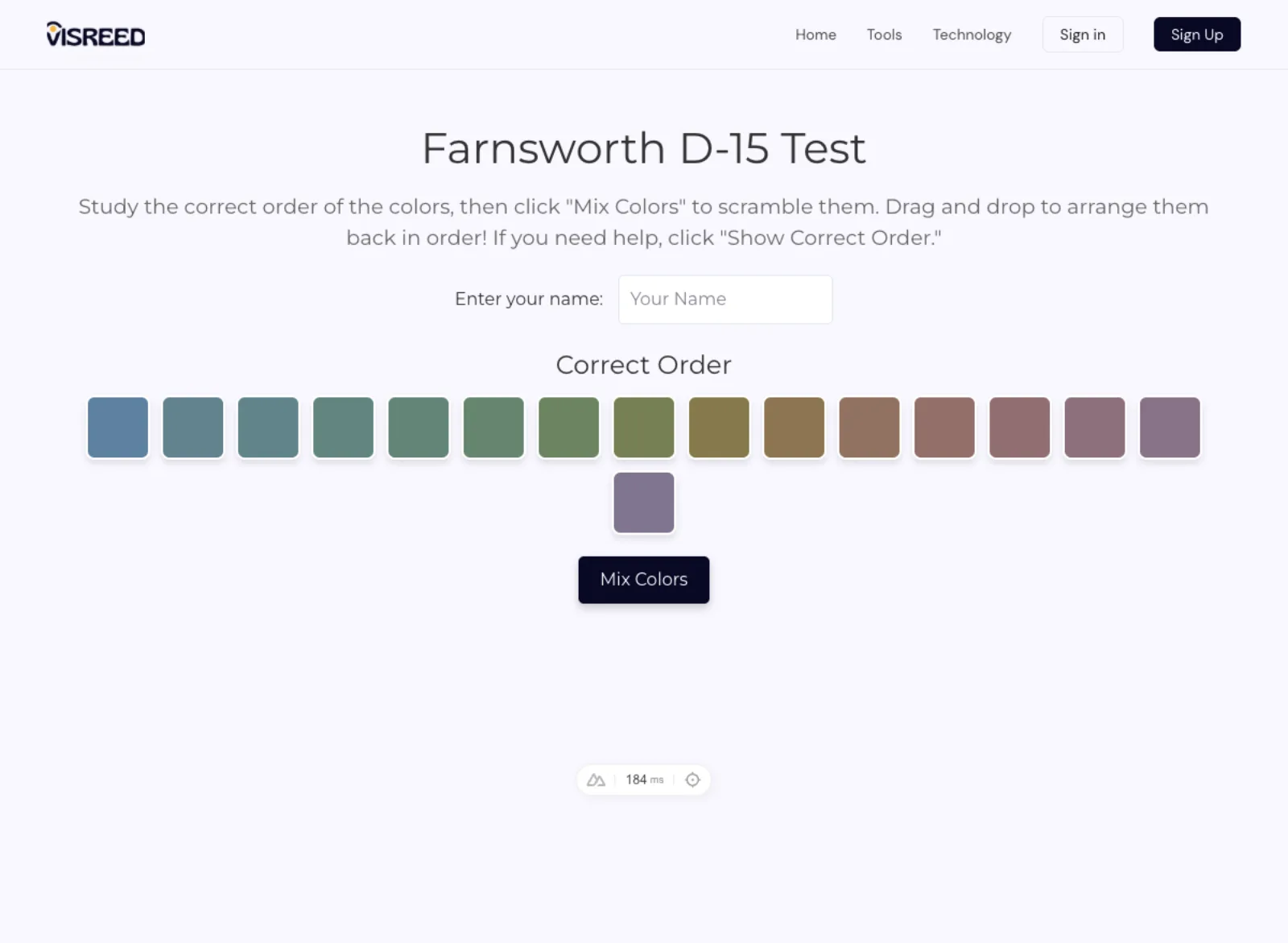 Farnsworth D-15 colour test